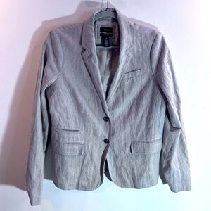 J CREW Sz 12 Blazer Schoolboy Pockets Lined Crinkled Fabric Shoulder Pads